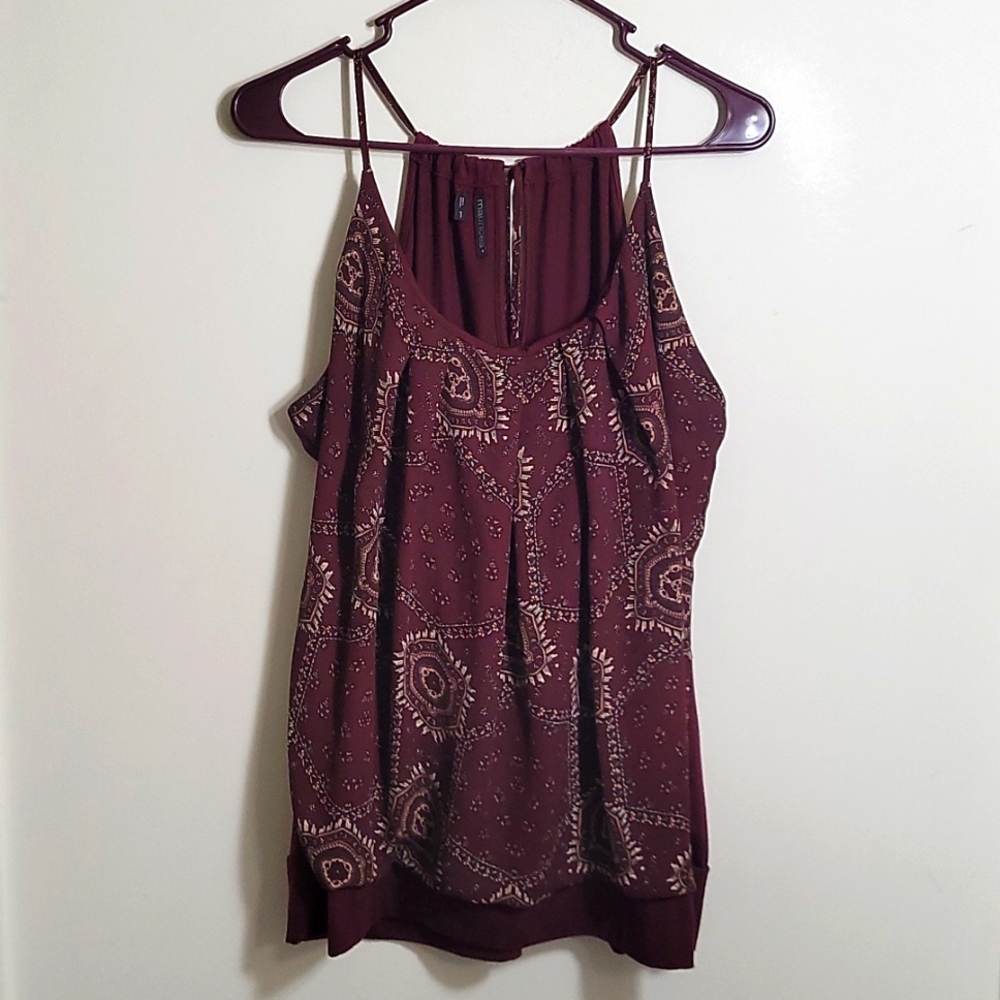 Maurices Burgundy Paisley Print Spaghetti Strap Tank